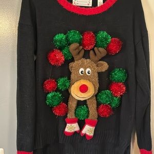 reindeer 3d ugly Christmas/holiday sweater - includes “to/from” tag sewn on